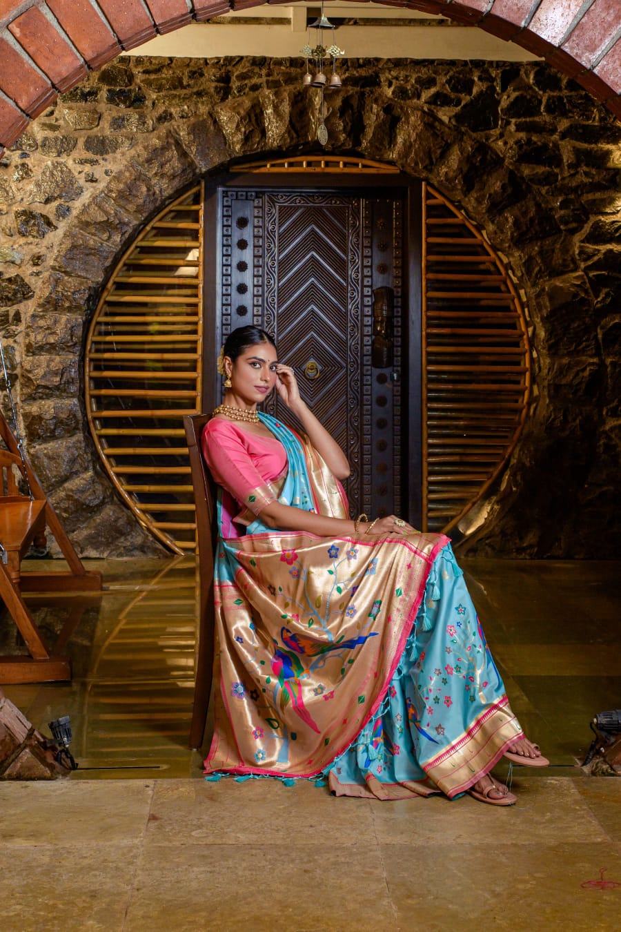 Blue Pure Paithani Saree With Blouse, Wedding Saree in Pure Silk, Bridal  Saree - Etsy